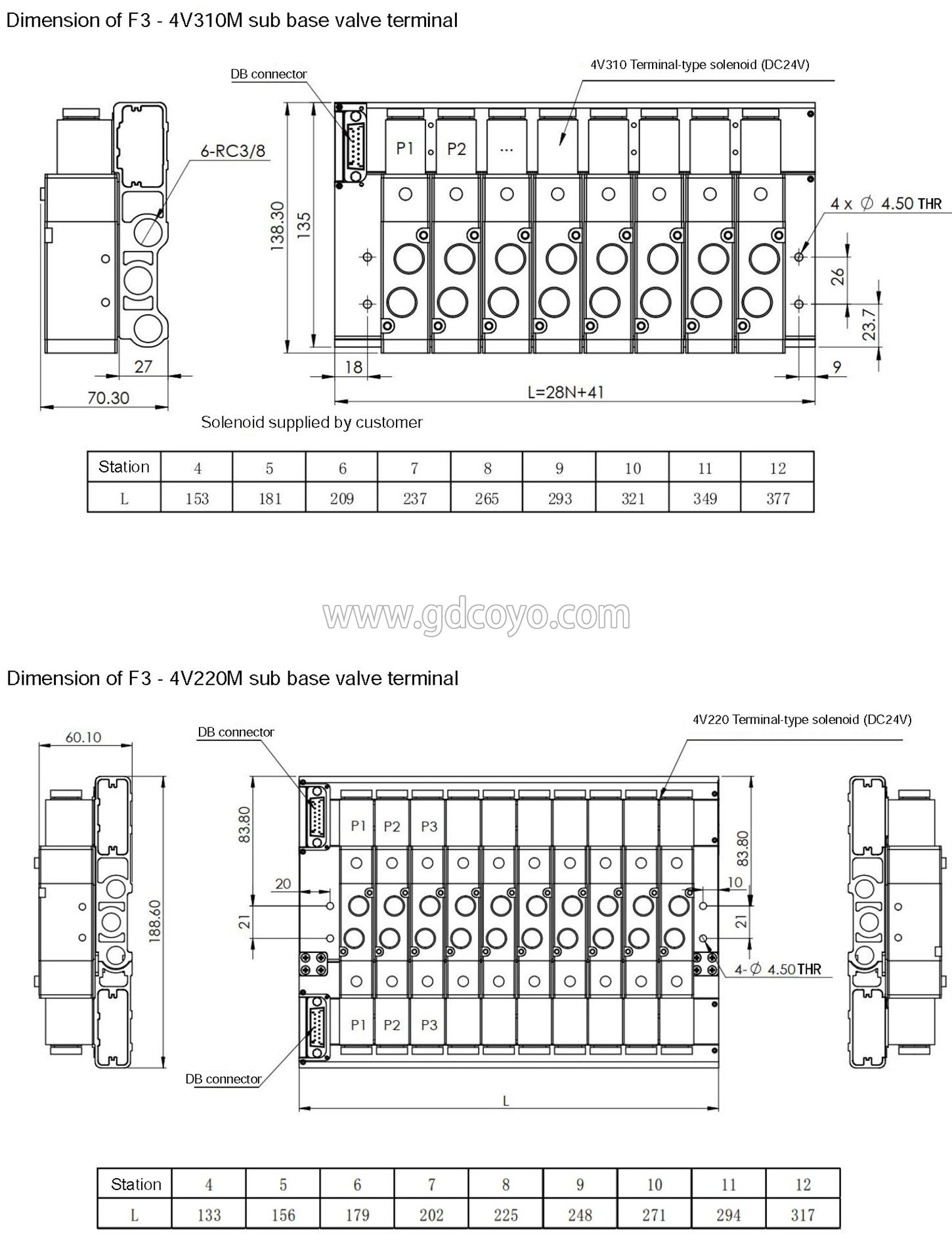 F3-4V310M Multi-Pin Plug Valve Terminal